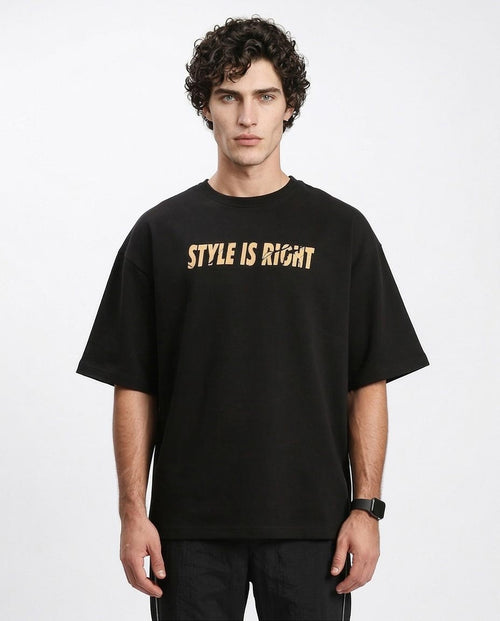 "la Vie Est Belle" Oversized Graphic Street Tee - Black