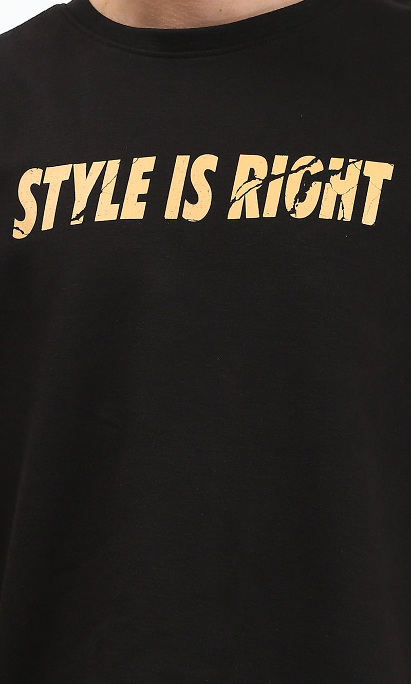 R210521 - "Style Is Right" Printed Cotton Tee - Black