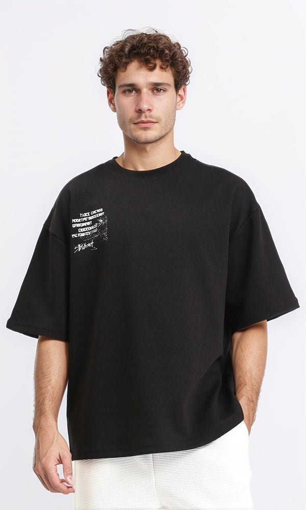 R210522 - Slip On Printed Cotton Tee - Black