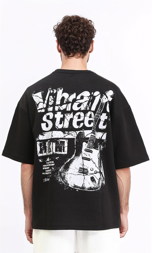 R210522 - Slip On Printed Cotton Tee - Black