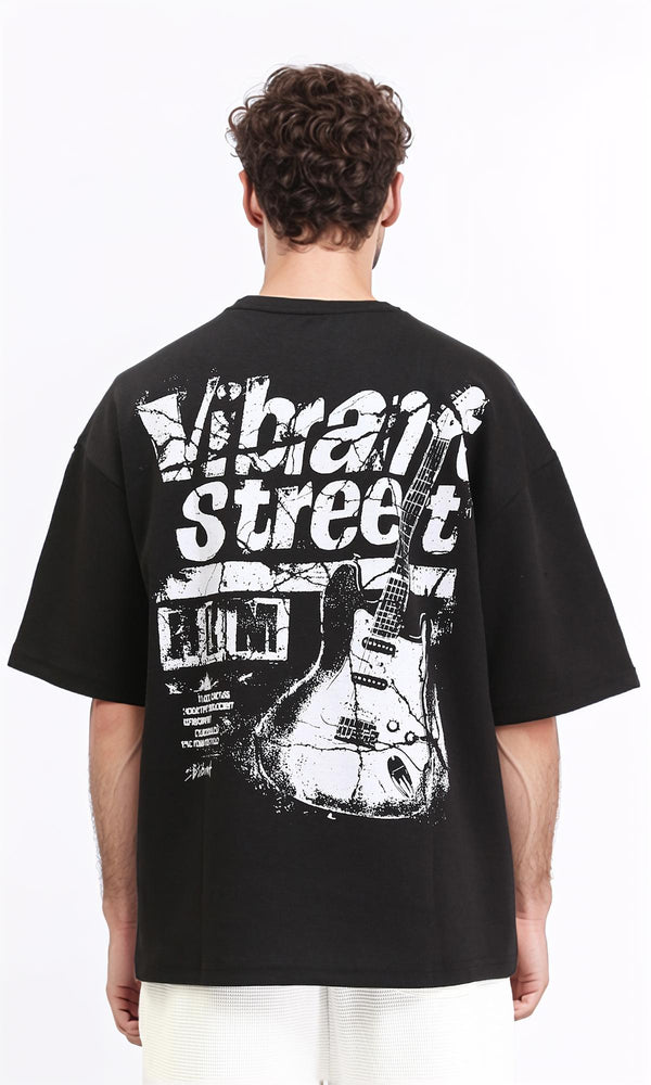 R210522 - Slip On Printed Cotton Tee - Black