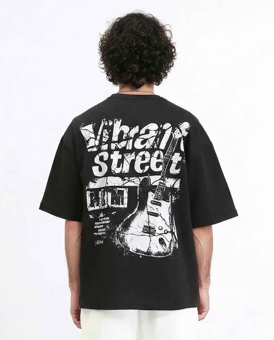 Ravin | "Vibrant Street" Oversized Guitar Graphic T-Shirt - R210522