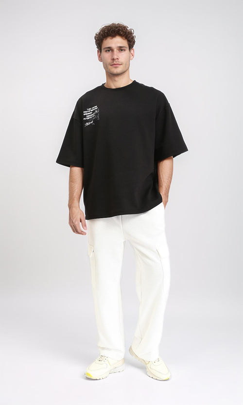 R210522 - Slip On Printed Cotton Tee - Black