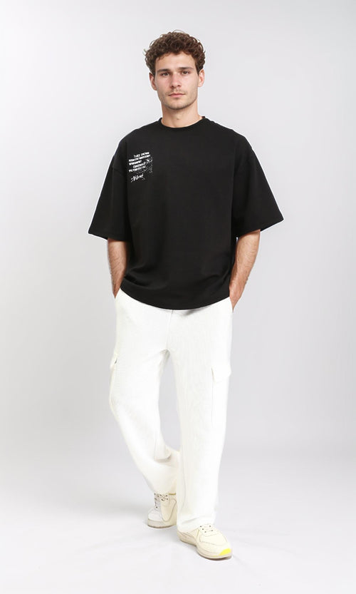 R210522 - Slip On Printed Cotton Tee - Black