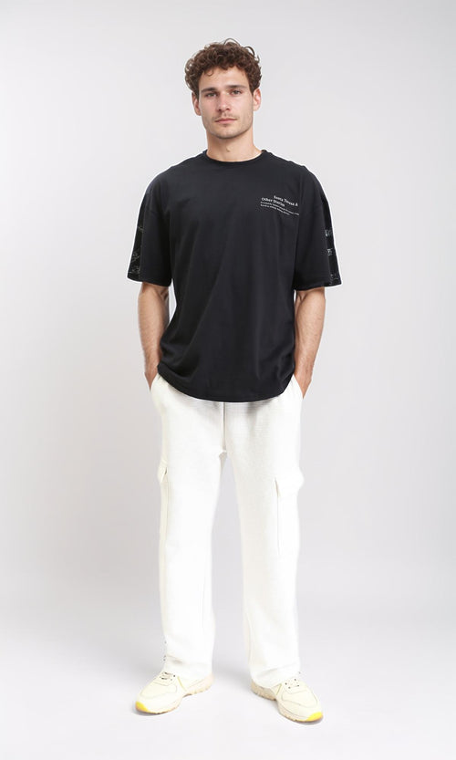 R210527 - Front & Back Print Summer Tee - Black