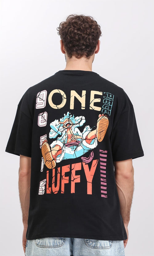 R210531 - Crew Neck Cotton Printed Tee - Black