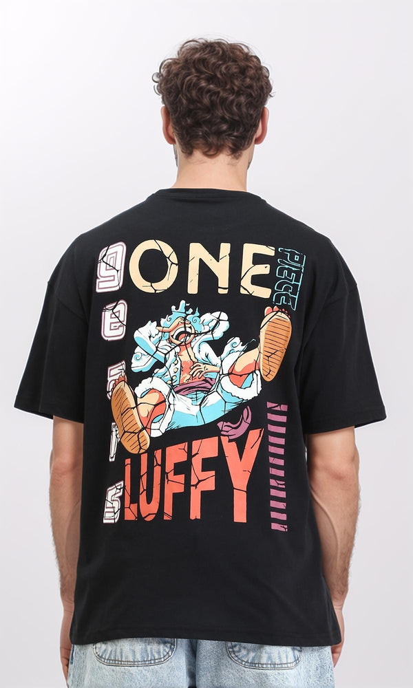 R210531 - Crew Neck Cotton Printed Tee - Black