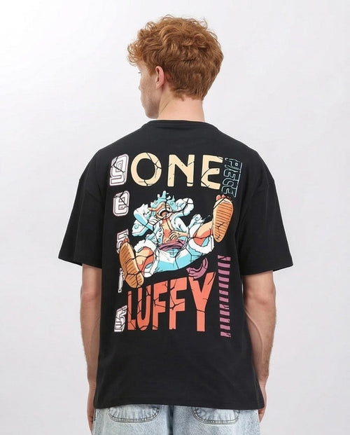 Ravin × One Piece Men’s Gear 5 Luffy Oversized Graphic T-Shirt – Black - R210531