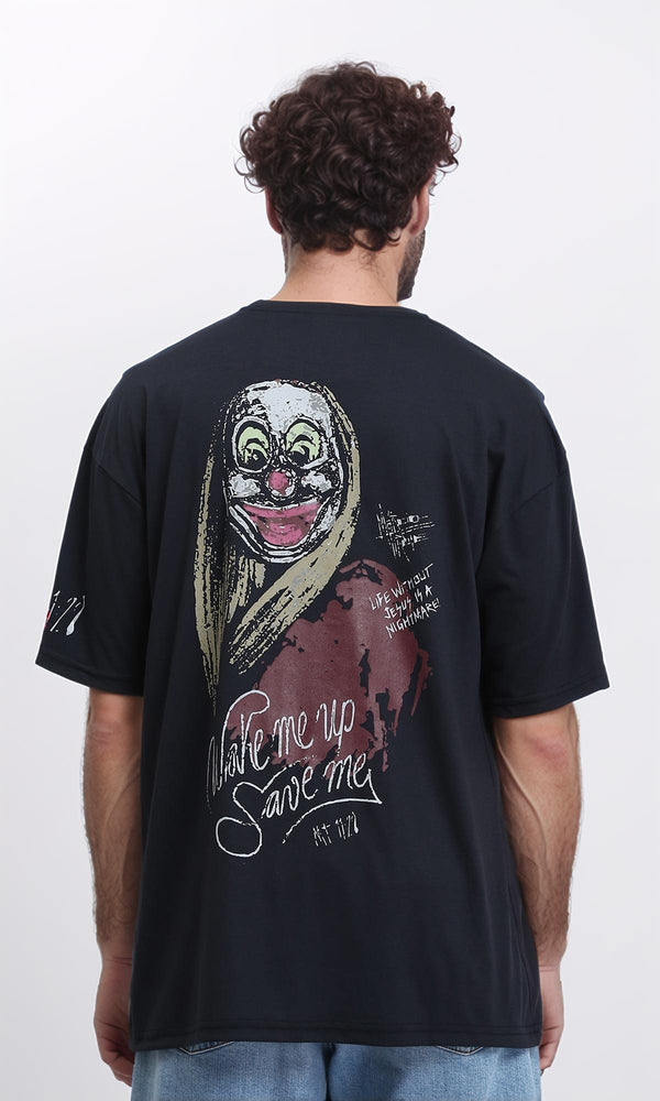 R210532 - Elbow Sleeves Relaxed Printed Tee - Black