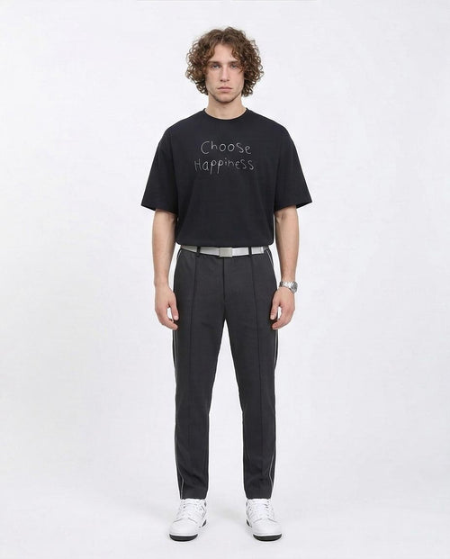 Ravin Men's "Choose Happiness" Oversized Graphic T-Shirt – Black - R210533