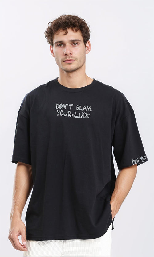 R210534 - Elbow Sleeves Slip On Cotton Tee - Black