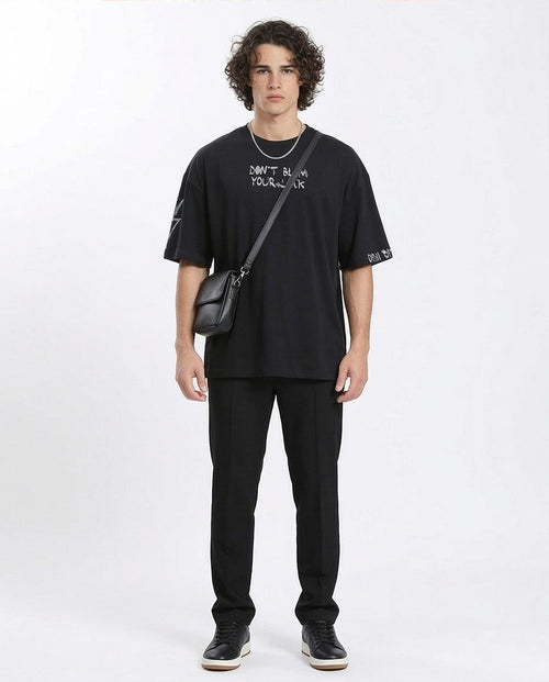 Ravin Men’s Oversized "Don't Blame Your Luck" Graphic T-Shirt - Black - R210534