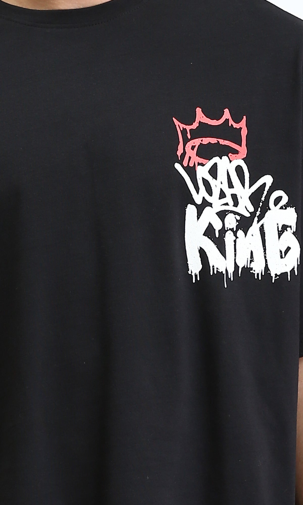 R210536 - Printed "King" Slip On Summer Tee - Black
