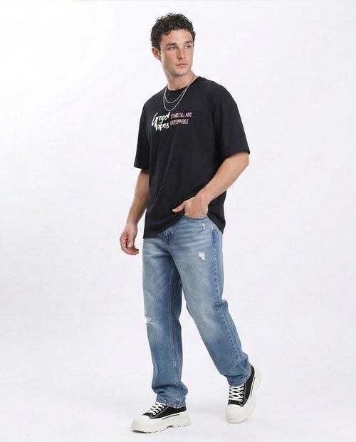 Ravin Men’s Oversized "Good Vibes" Graphic T-Shirt – Black - R210537