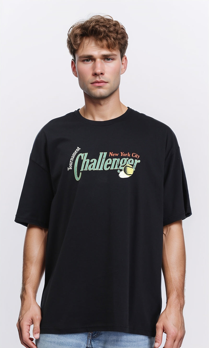 R210538 - Elbow Sleeves Slip On Cotton Tee - Black