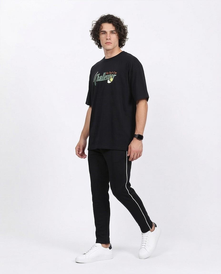 Ravin "Challenger" Oversized Tennis Graphic T-Shirt – Black - R210538