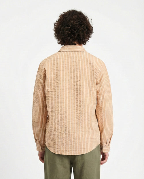 R210539 - Striped Long Sleeves Casual Shirt - Camel & White
