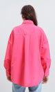 R210544 - Solid Long Shirt with Front Pocket - Fuchsia