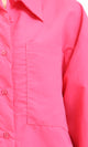 R210544 - Solid Long Shirt with Front Pocket - Fuchsia