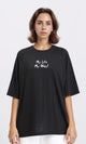 R210546 - Printed Elbow Sleeves Summer Tee - Black