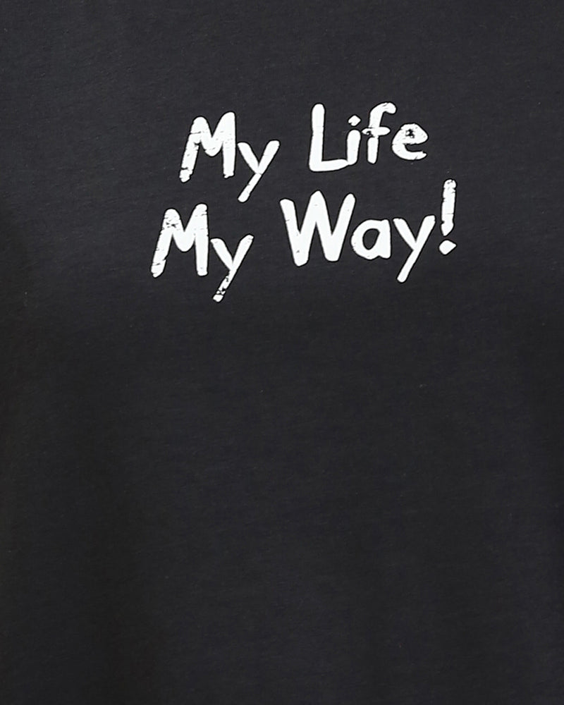Ravin "My Life My Way" Oversized Raglan Graphic T-Shirt - Black - R210546