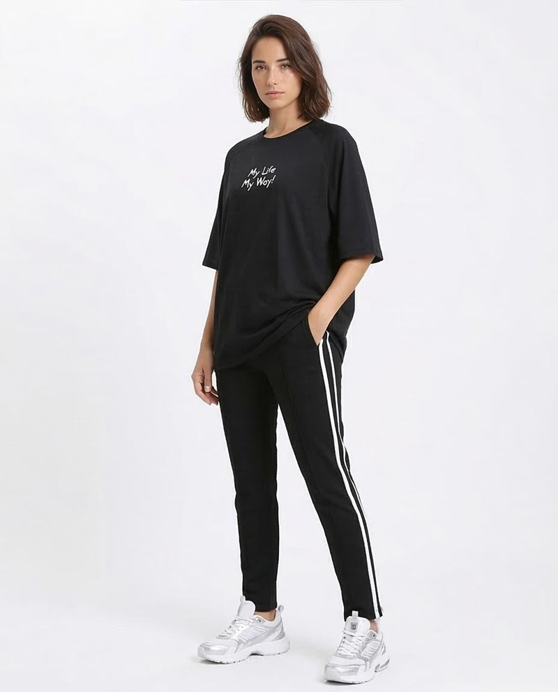 Ravin "My Life My Way" Oversized Raglan Graphic T-Shirt - Black - R210546