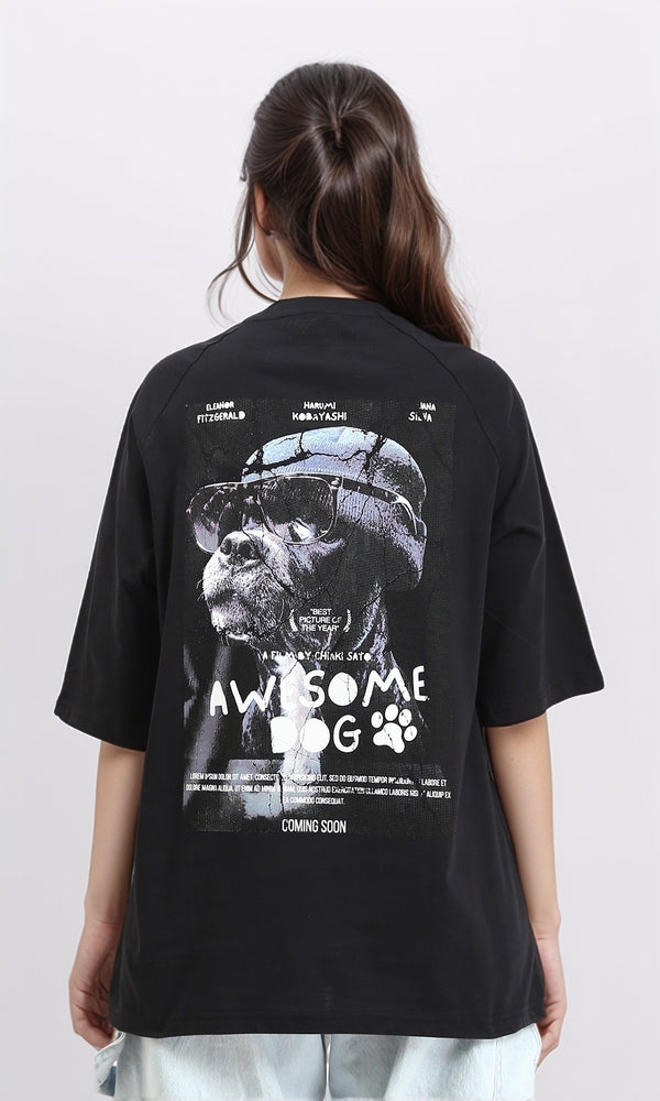 R210547 - Relaxed Fit Slip On Casual Tee - Black