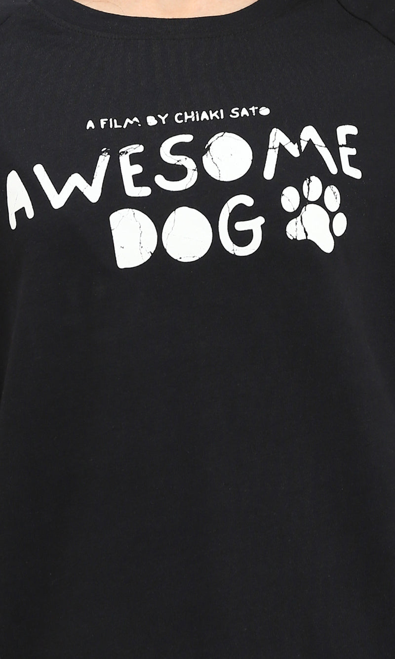 R210547 - Relaxed Fit Slip On Casual Tee - Black