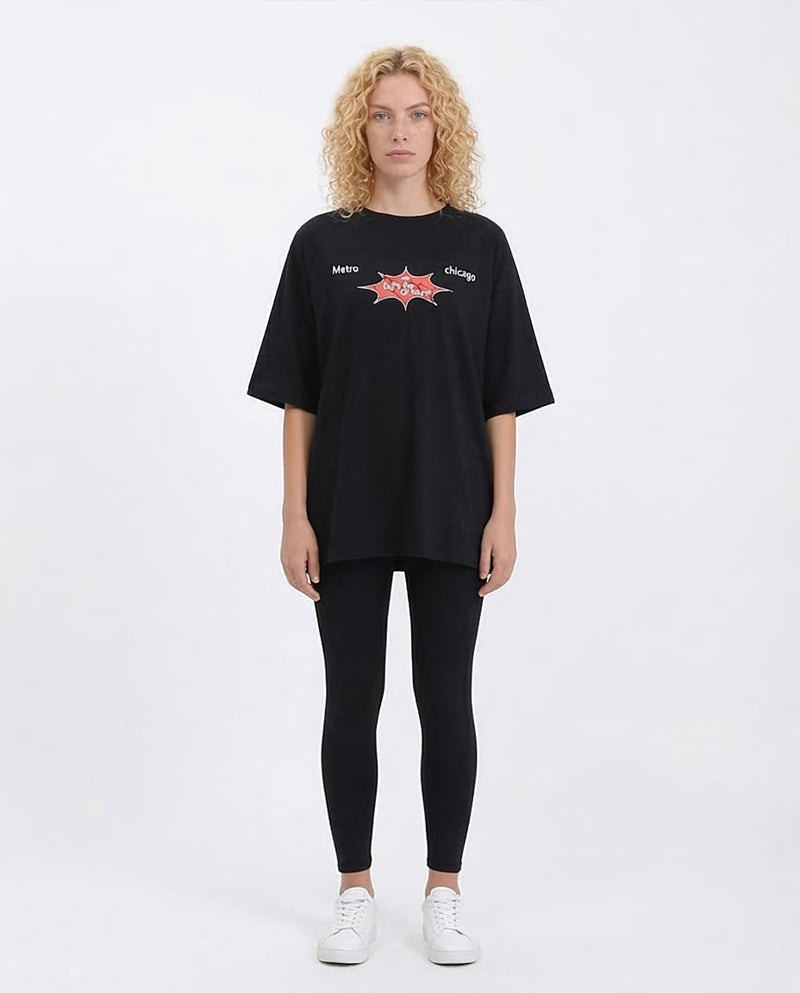 RAVIN x Lollapalooza "Aftershow" Oversized Graphic Tee - Black - R210548