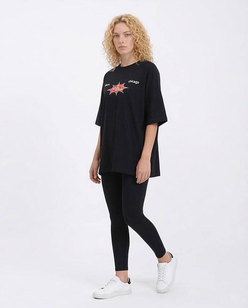 RAVIN x Lollapalooza "Aftershow" Oversized Graphic Tee - Black - R210548