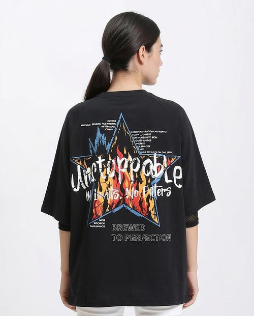Ravin "Unstoppable" Oversized Graphic T-Shirt – Black - R210549