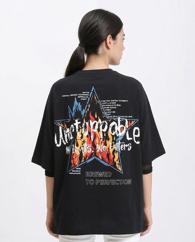 Ravin "Unstoppable" Oversized Graphic T-Shirt – Black - R210549