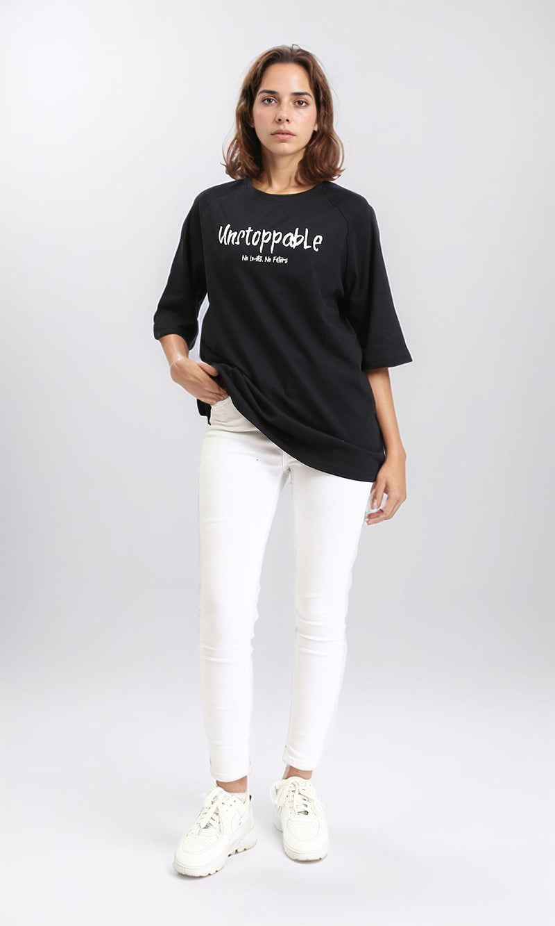 R210549 - "Unstoppable" Cotton Tee - Black