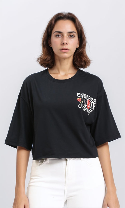 R210550 - Printed Slip On Short Tee - Black