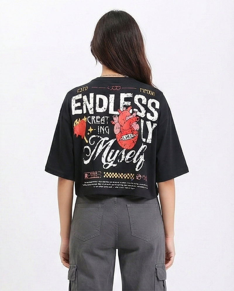 R210550 - Printed Slip On Short Tee - Black