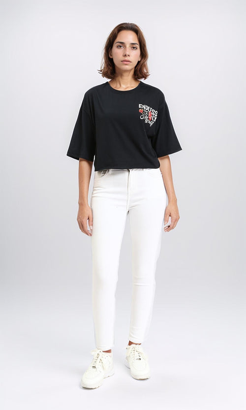 R210550 - Printed Slip On Short Tee - Black