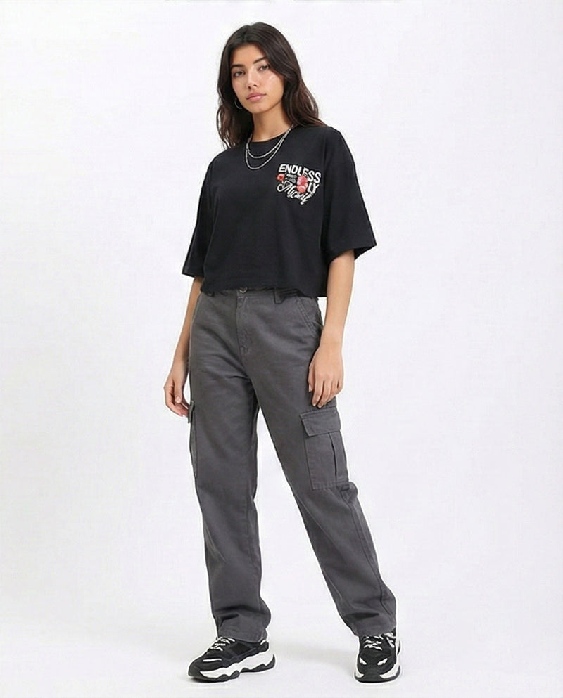 R210550 - Printed Slip On Short Tee - Black