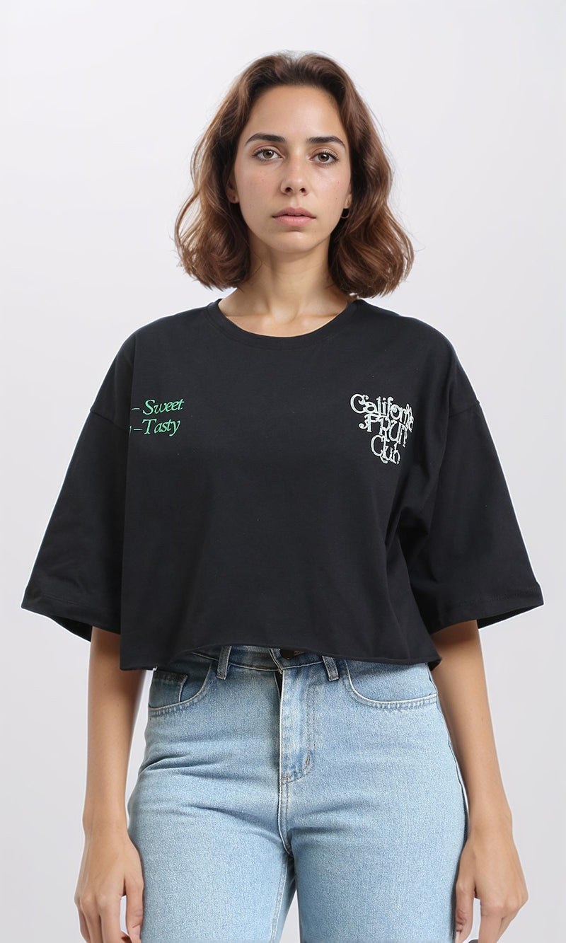 R210552 - Relaxed Slip On Printed Tee - Black