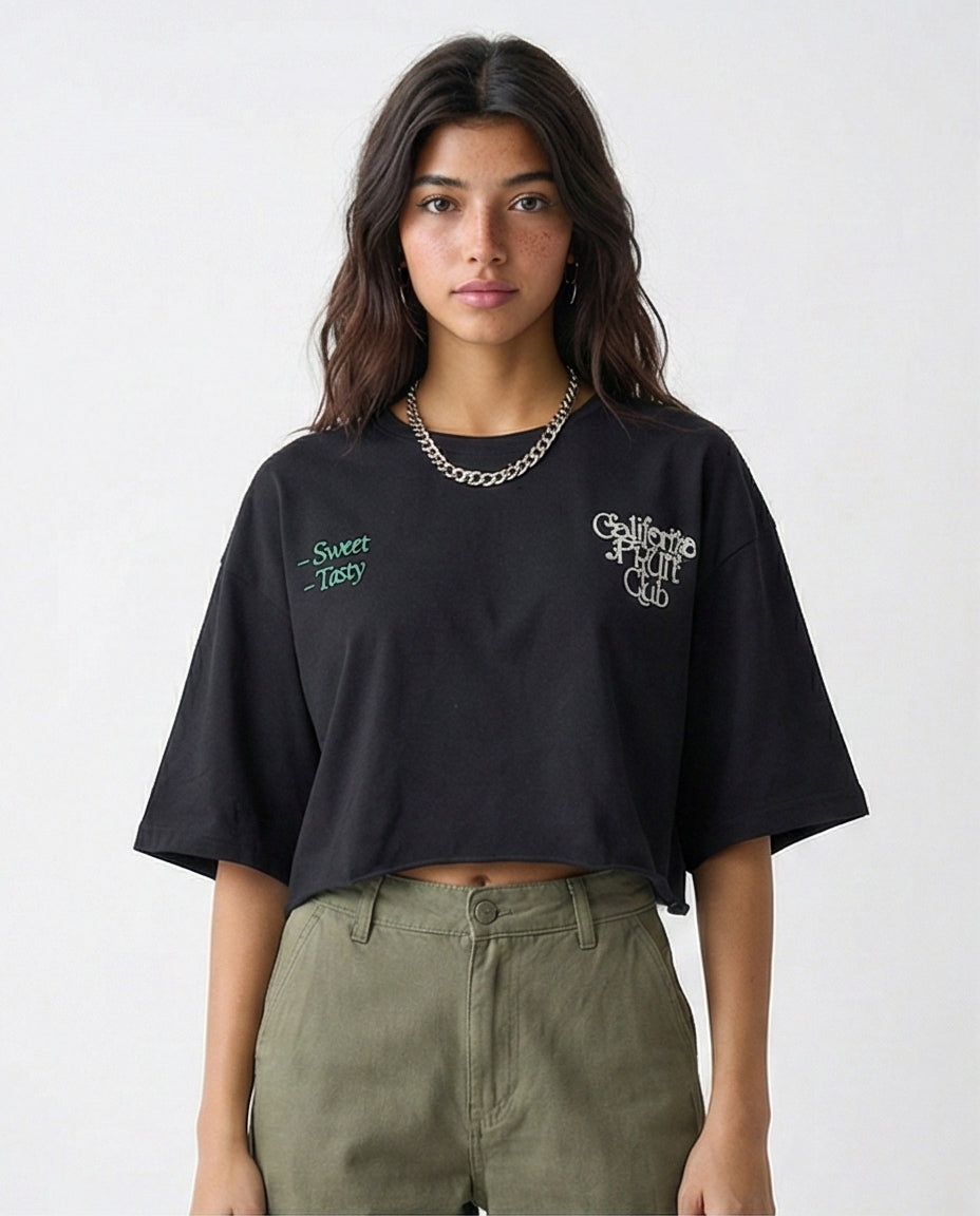 Relaxed Slip On Printed Tee - Black