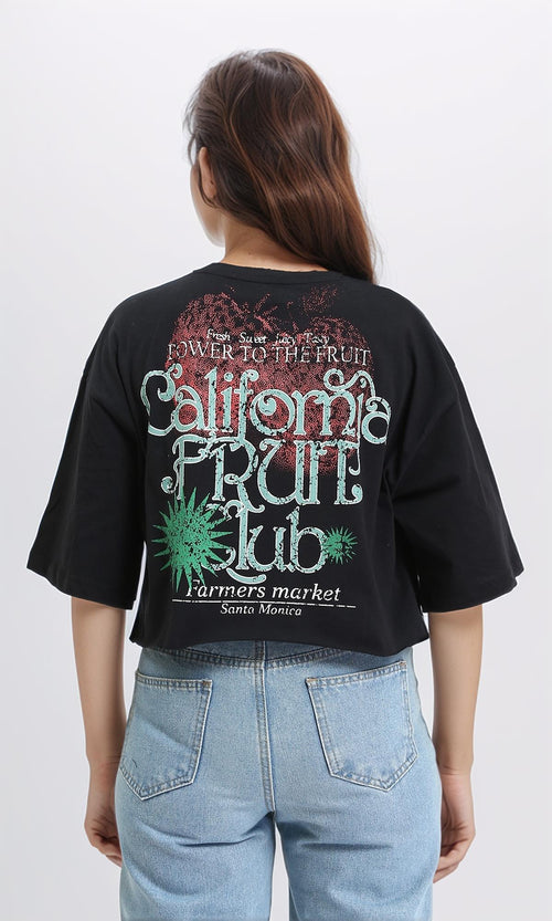 R210552 - Relaxed Slip On Printed Tee - Black