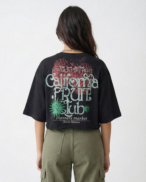 R210552 - Relaxed Slip On Printed Tee - Black