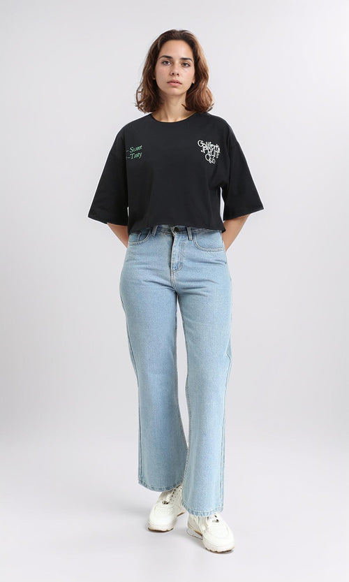 R210552 - Relaxed Slip On Printed Tee - Black