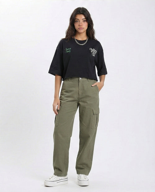 R210552 - Relaxed Slip On Printed Tee - Black