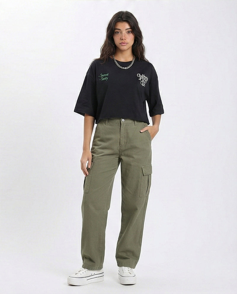 R210552 - Relaxed Slip On Printed Tee - Black