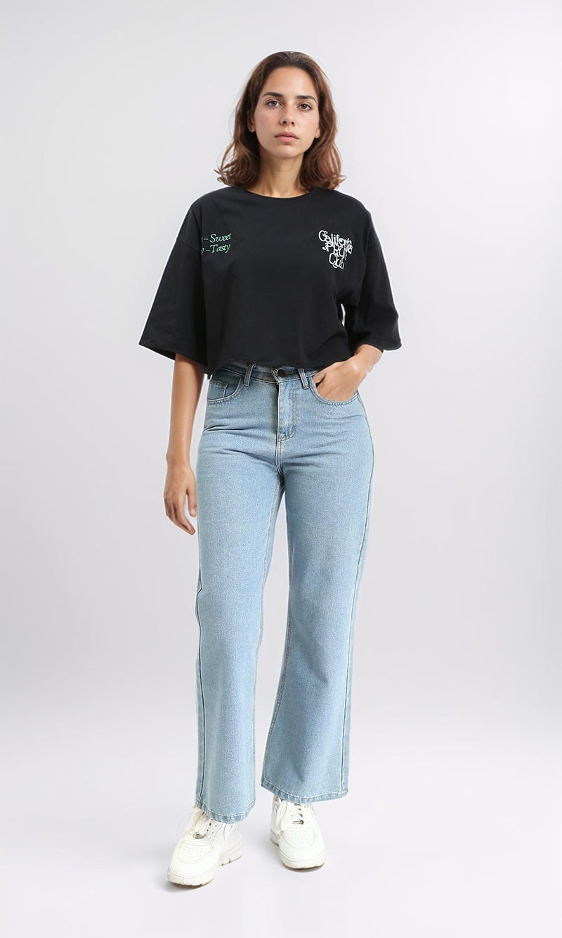 R210552 - Relaxed Slip On Printed Tee - Black