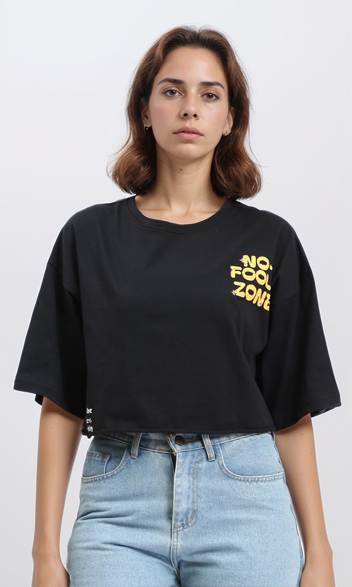 R210553 - "No Fools" Cotton Summer Tee - Black