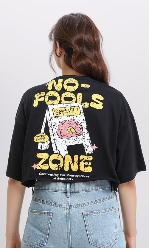 R210553 - "No Fools" Cotton Summer Tee - Black