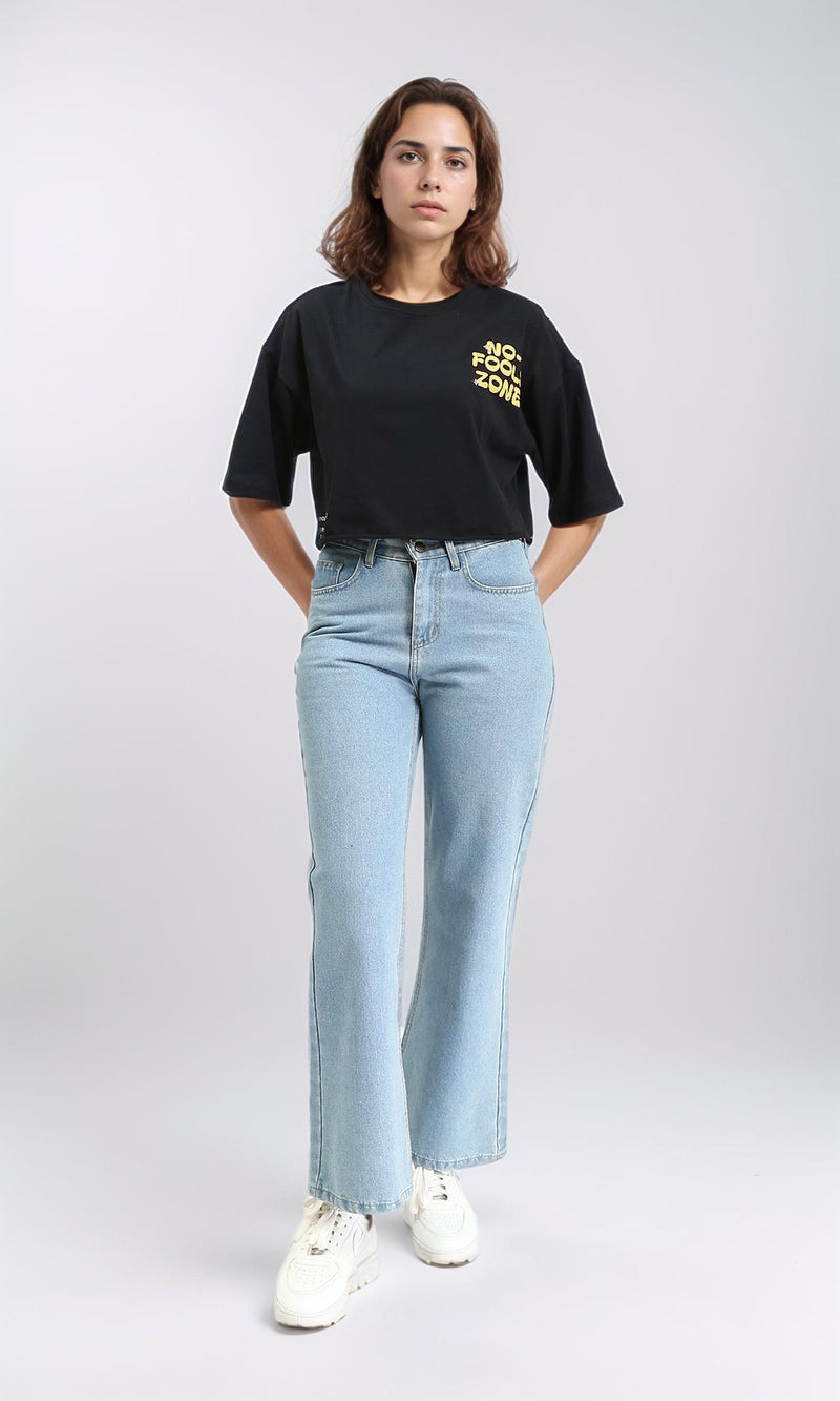 R210553 - "No Fools" Cotton Summer Tee - Black