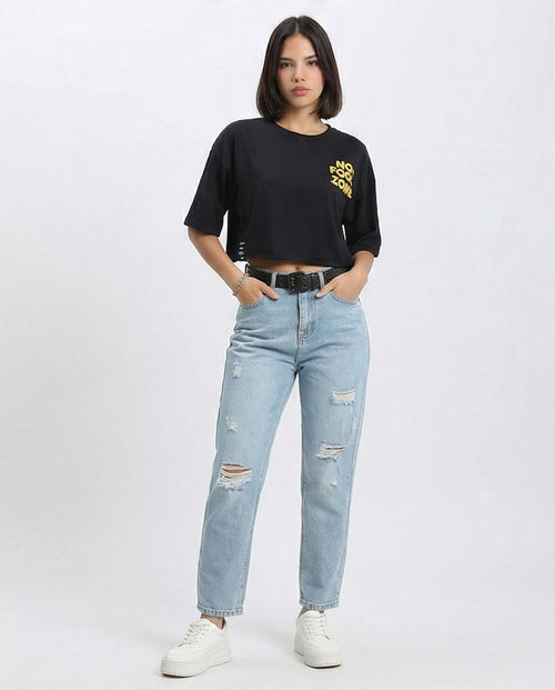 R210553 - "No Fools" Cotton Summer Tee - Black