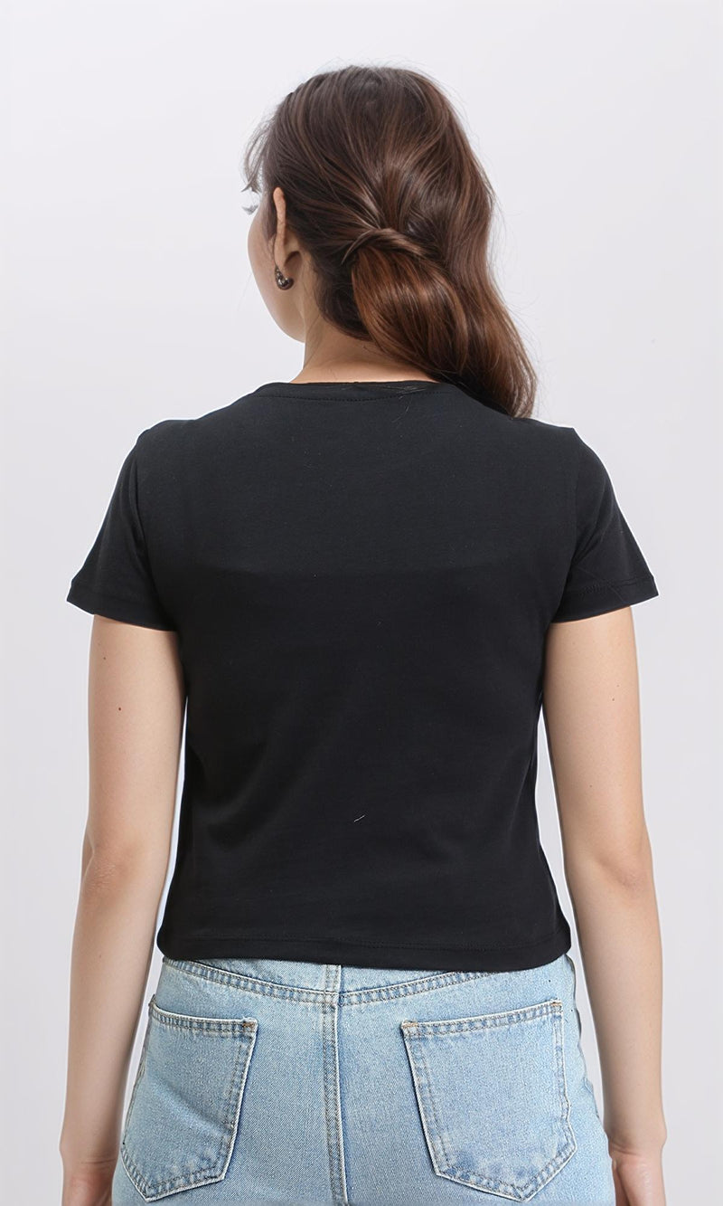 R210554 - Crew Neck Printed Regular Tee - Black